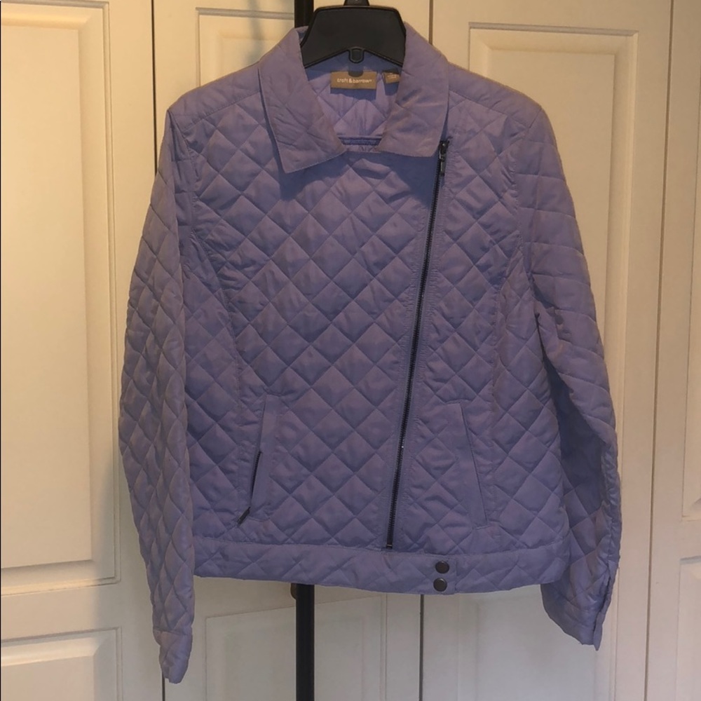 Lavender Quilted Jacket with Asymmetrical Zipper